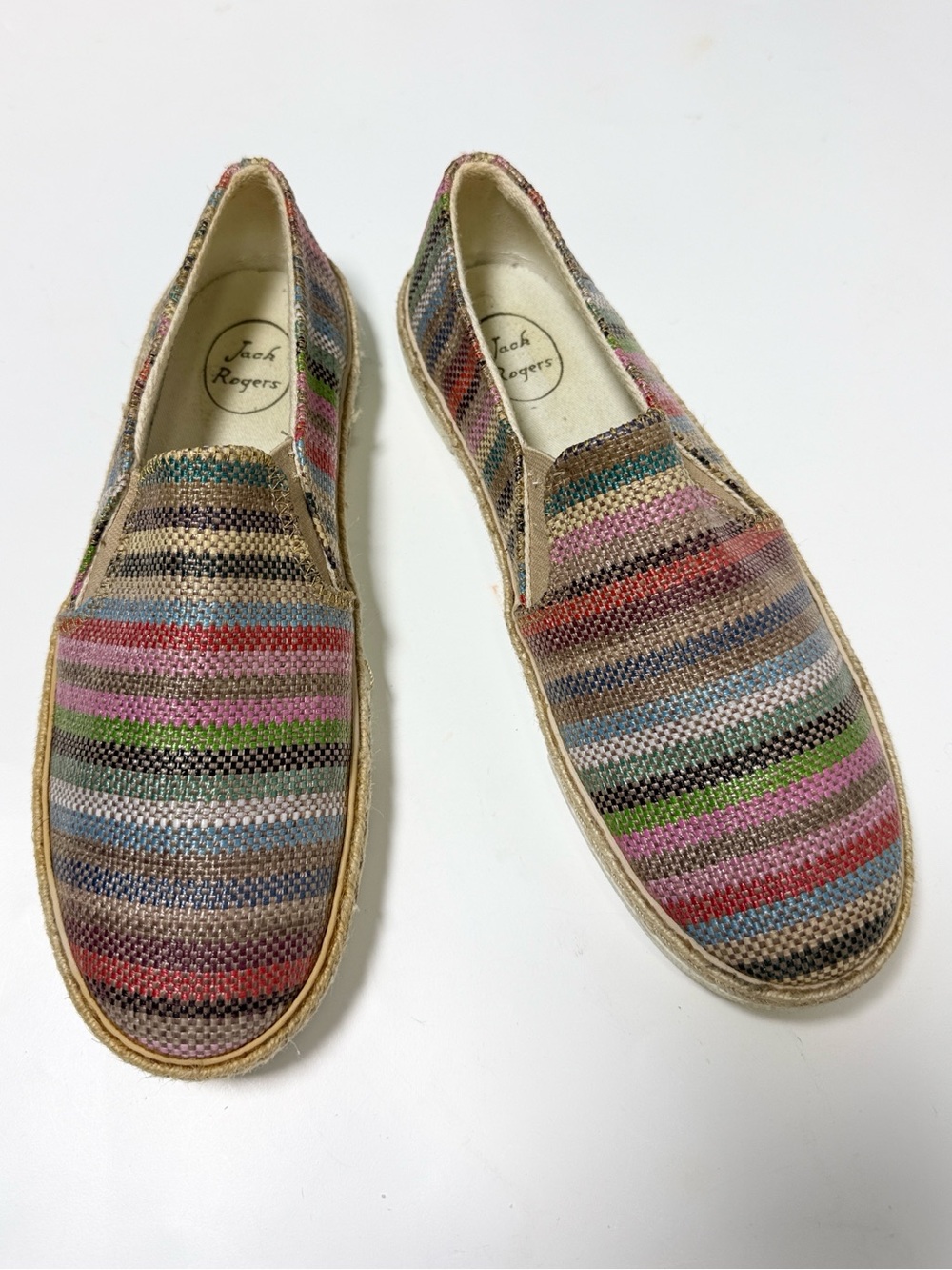 Jack Rogers Tucker Multi-Color Striped Slip-on Loafer Espadrille S-627 Sz 7.5
